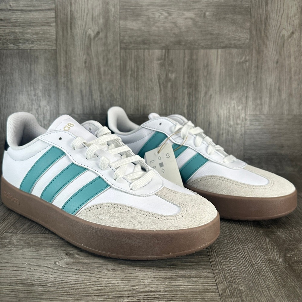 Adidas Barreda Sneakers Womens 10 White Teal Gum Sole Retro Sporty NEW JR1194 - Picture 3 of 8